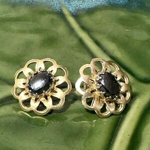 Genuine Iolite Gemstone (tested) Earrings Gold Plated ~ Pierced Earrings